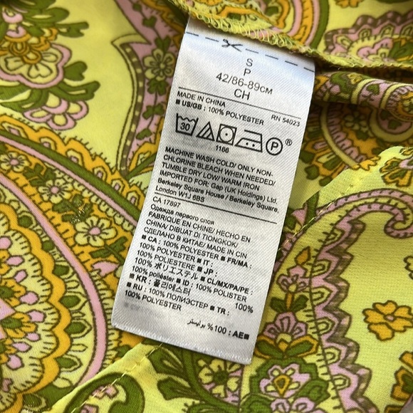 Banana Republic | Tie Collar‎ Paisley Blouse | Chartreuse | Women's Small - Picture 9 of 10